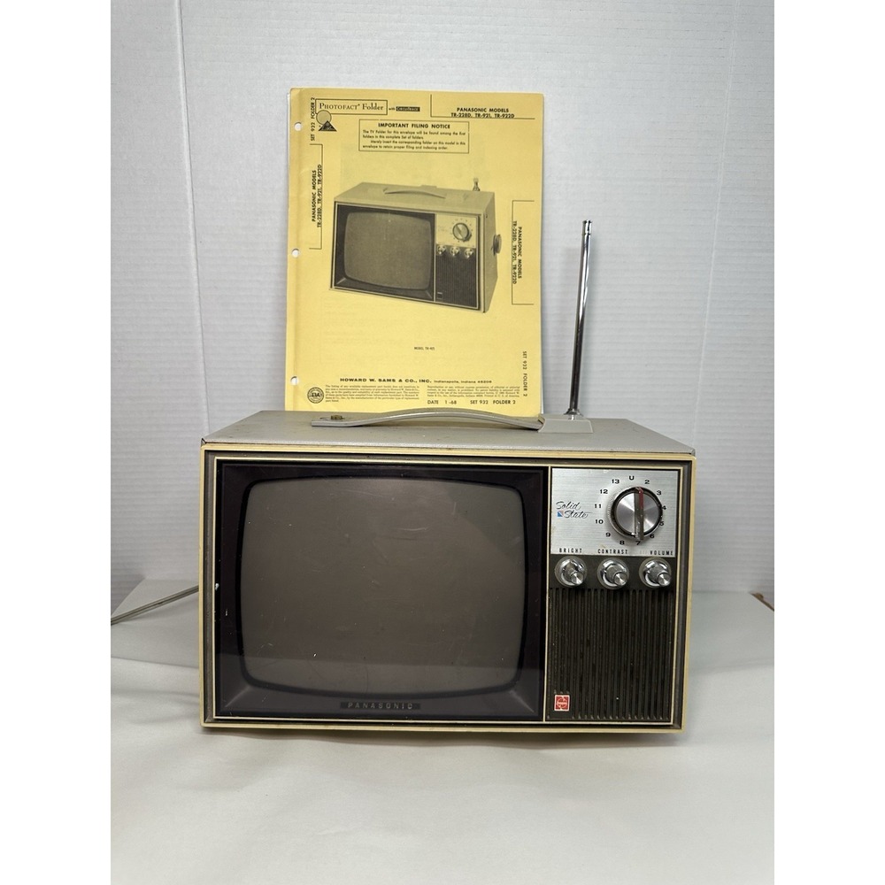 Vintage Panasonic 1968 Transistor TV TR-921 Not Working VERY RARE w/ Manual Read